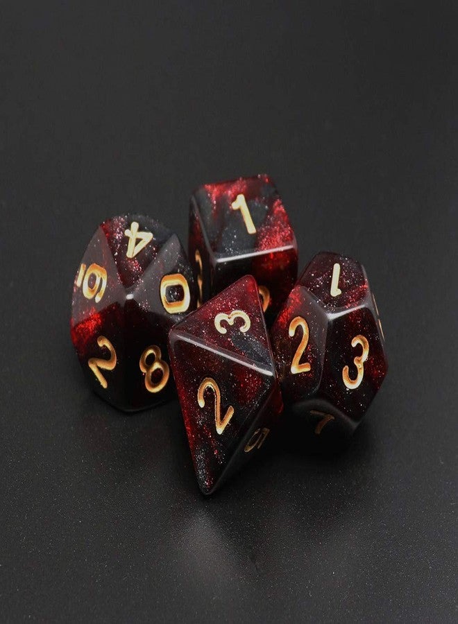 CREEBUY DND Dice Set 7Pcs Red Mix Black Nebula Dice for Dungeon and Dragons D&D RPG Role Playing Games Polyhedral Dice - Image 4